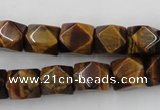 CNG826 15.5 inches 9*12mm faceted nuggets yellow tiger eye beads