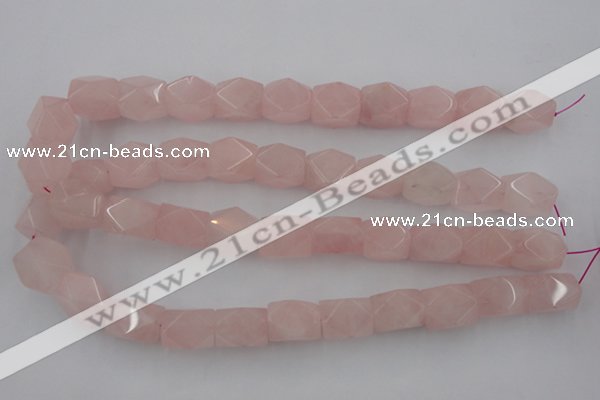 CNG833 15.5 inches 13*18mm faceted nuggets rose quartz beads