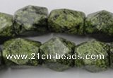 CNG835 15.5 inches 13*18mm faceted nuggets green lace gemstone beads