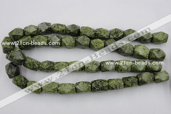 CNG835 15.5 inches 13*18mm faceted nuggets green lace gemstone beads