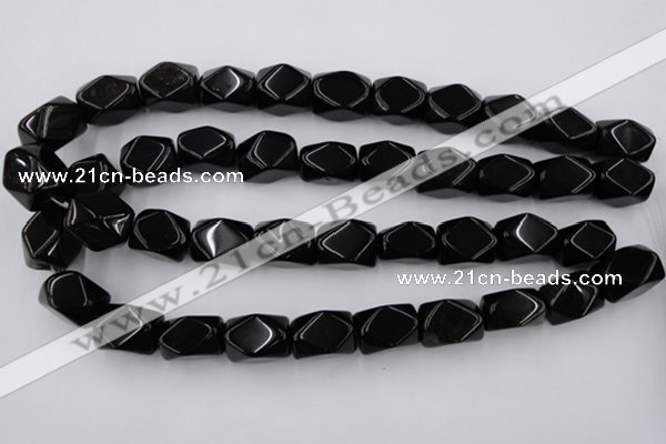 CNG836 15.5 inches 13*18mm faceted nuggets black obsidian beads