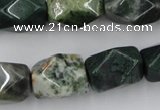 CNG845 15.5 inches 13*18mm faceted nuggets moss agate beads