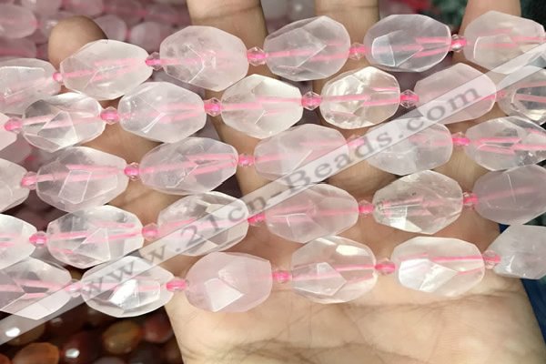 CNG8506 10*14mm - 13*18mm faceted nuggets rose quartz beads