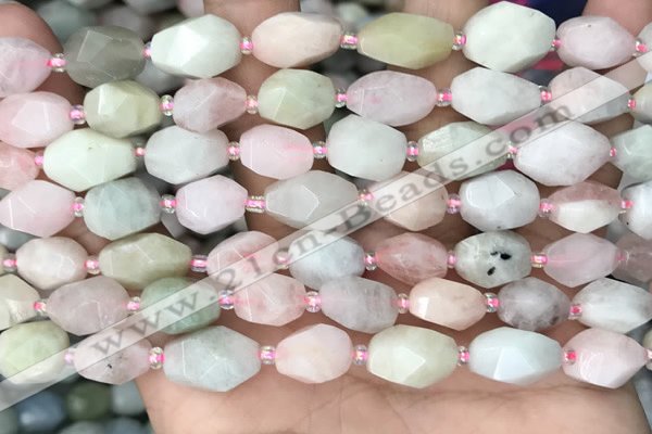 CNG8516 15.5 inches 8*12mm - 10*15mm faceted nuggets morganite beads