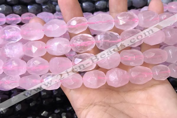 CNG8563 12*16mm - 15*20mm faceted nuggets rose quartz beads