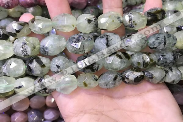 CNG8567 12*16mm - 15*20mm faceted nuggets green rutilated quartz beads