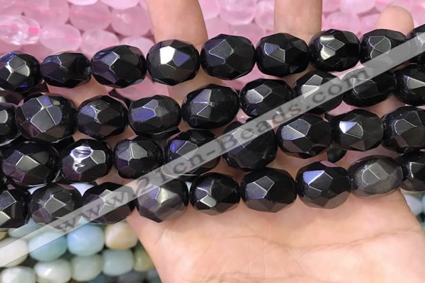 CNG8574 12*16mm - 15*20mm faceted nuggets black obsidian beads