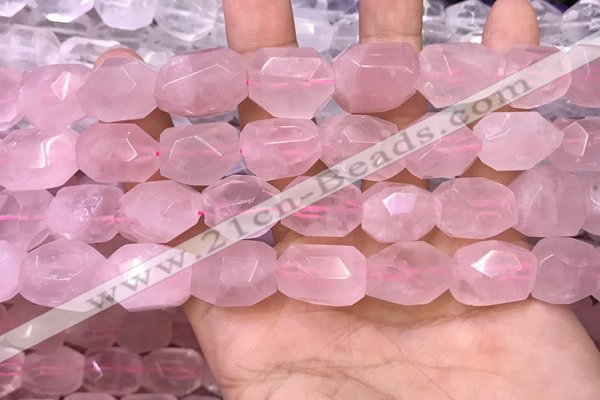 CNG8580 13*18mm - 15*20mm faceted nuggets rose quartz beads