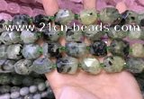 CNG8582 13*18mm - 15*20mm faceted nuggets green rutilated quartz  beads