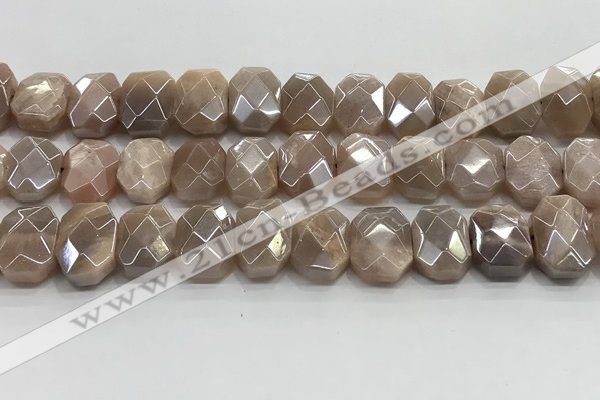 CNG8617 10*13mm - 12*16mm faceted freeform AB-color moonstone beads