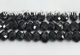 CNG8624 10*13mm - 12*16mm faceted freeform black agate beads