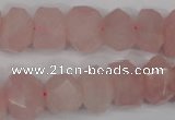 CNG863 15.5 inches 10*14mm faceted nuggets rose quartz beads