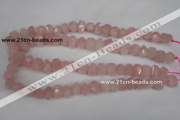 CNG863 15.5 inches 10*14mm faceted nuggets rose quartz beads