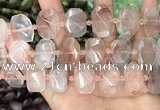 CNG8630 13*18mm - 15*25mm faceted freeform pink quartz beads