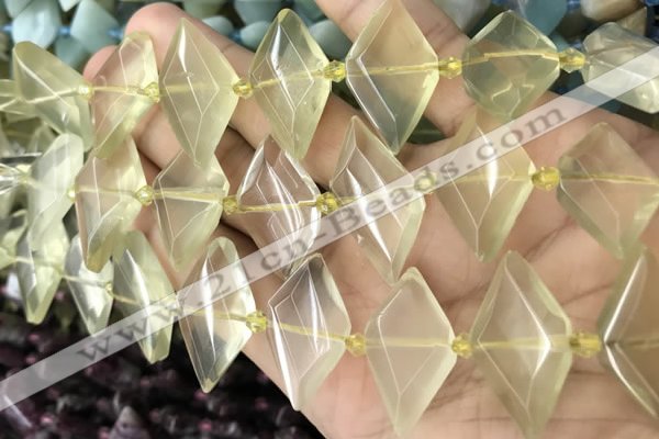 CNG8635 13*20mm - 15*25mm faceted freeform lemon quartz beads