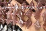 CNG8636 13*20mm - 15*25mm faceted freeform strawberry quartz beads