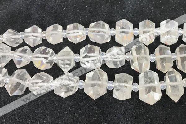 CNG8670 12*20mm - 20*33mm faceted nuggets white crystal beads