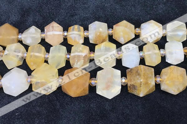 CNG8675 12*20mm - 20*33mm faceted nuggets yellow quartz beads