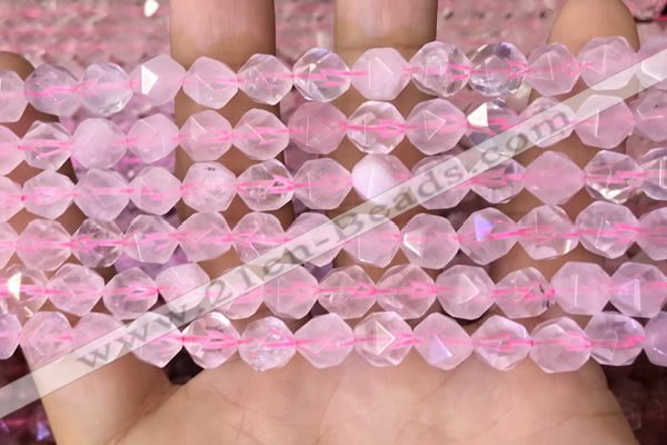 CNG8690 15.5 inches 6mm faceted nuggets rose quartz beads