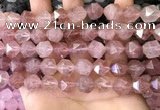 CNG8697 15.5 inches 10mm faceted nuggets strawberry quartz beads