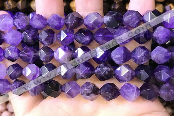 CNG8702 15.5 inches 10mm faceted nuggets amethyst gemstone beads
