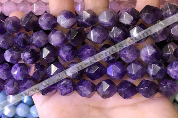 CNG8703 15.5 inches 12mm faceted nuggets amethyst gemstone beads