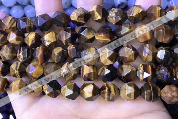 CNG8726 15.5 inches 10mm faceted nuggets yellow tiger eye beads