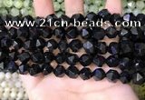 CNG8737 15.5 inches 8mm faceted nuggets black agate beads
