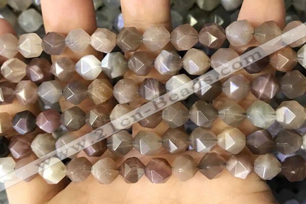 CNG8751 15.5 inches 8mm faceted nuggets moonstone beads wholesale