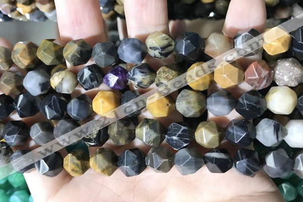 CNG8777 15 inches 8mm faceted nuggets jasper gemstone beads