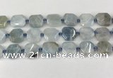 CNG8805 15.5 inches 16mm - 20mm faceted freeform aquamarine beads