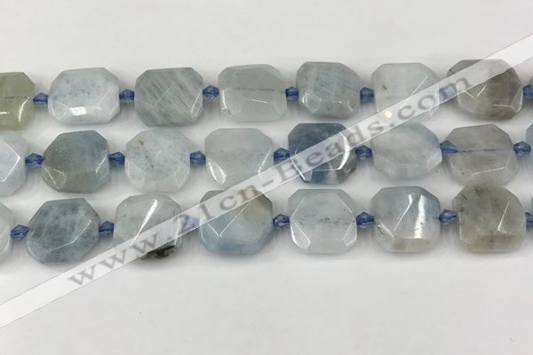 CNG8805 15.5 inches 16mm - 20mm faceted freeform aquamarine beads