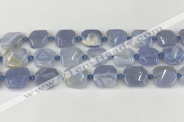 CNG8818 15.5 inches 16mm - 20mm faceted freeform blue chalcedony beads