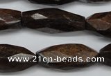 CNG882 15.5 inches 14*32mm faceted rice bronzite nugget beads