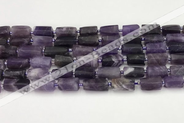 CNG8849 15.5 inches 8*12mm - 10*16mm nuggets matte amethyst beads