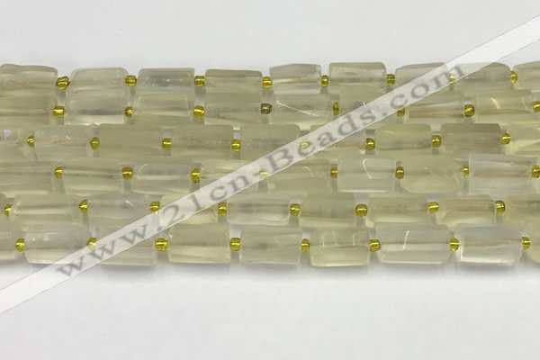 CNG8851 15.5 inches 8*12mm - 10*16mm nuggets matte lemon quartz beads