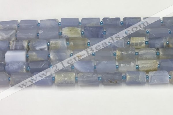 CNG8857 8*12mm - 10*16mm nuggets matte blue chalcedony beads