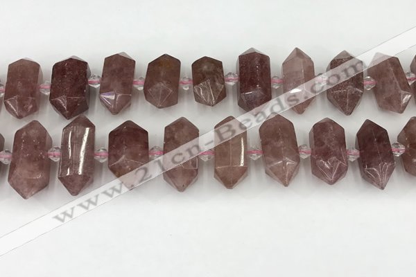 CNG8900 10*25mm - 14*30mm faceted nuggets strawberry quartz beads