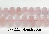 CNG8910 10*25mm - 15*30mm faceted nuggets rose quartz beads