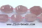 CNG8977 15 inches 25*35mm - 30*40mm faceted nuggets rose quartz beads