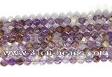 CNG9062 15.5 inches 8mm faceted nuggets purple phantom quartz beads