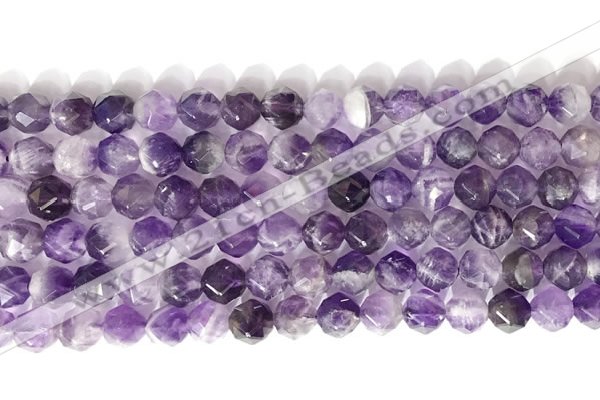 CNG9076 15.5 inches 8mm faceted nuggets dogtooth amethyst gemstone beads