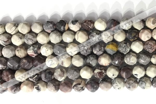 CNG9095 15.5 inches 8mm faceted nuggets purple striped jasper beads