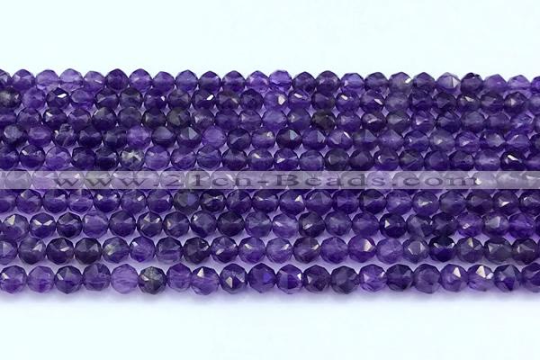 CNG9109 15 inches 4mm faceted nuggets amethyst beads