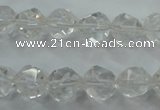 CNG912 15 inches 10mm faceted nuggets white crystal beads