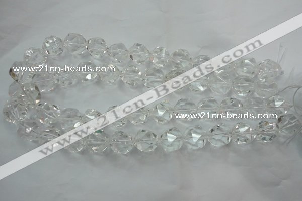 CNG914 15 inches 14mm faceted nuggets white crystal beads