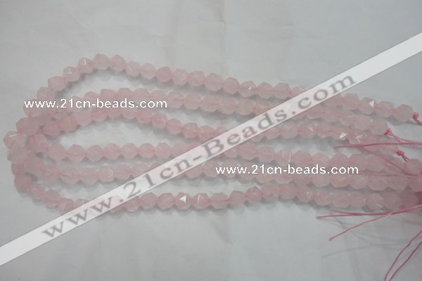 CNG919 15 inches 8mm faceted nuggets rose quartz beads