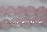 CNG921 15 inches 12mm faceted nuggets rose quartz beads