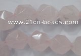 CNG922 15 inches 14mm faceted nuggets rose quartz beads