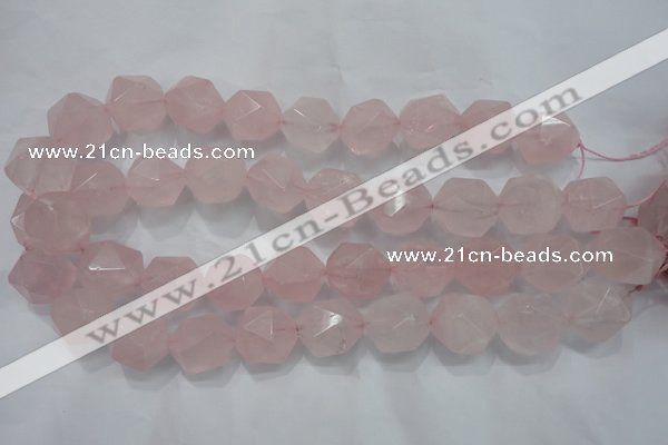 CNG924 15 inches 18mm faceted nuggets rose quartz beads